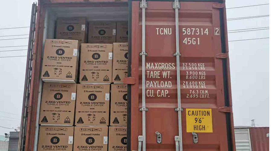 年底沖刺！順利完成英國Russell hobbs客戶的滾筒干衣機出貨