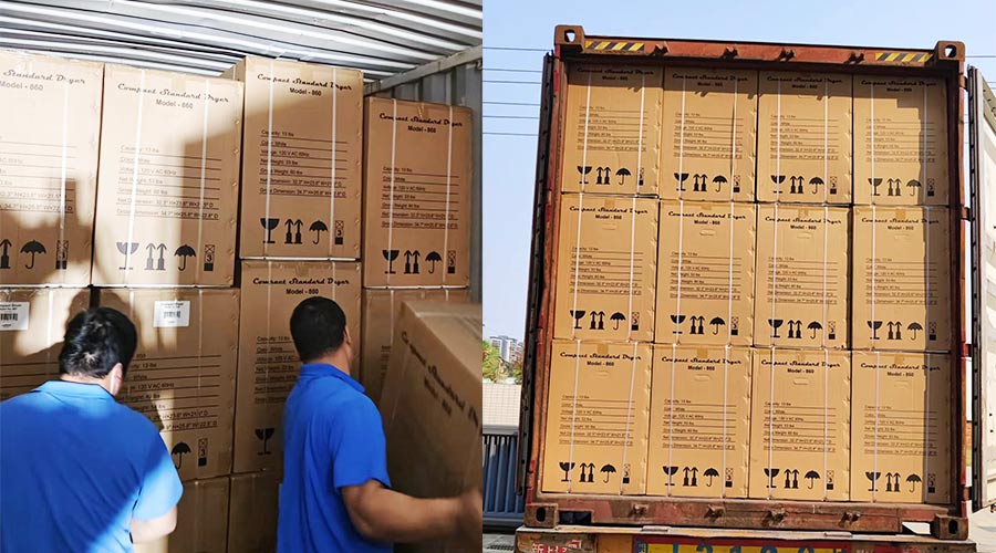 客戶Equator滾筒衣服烘干機(jī)快速裝柜完畢  蓄勢待發(fā)！